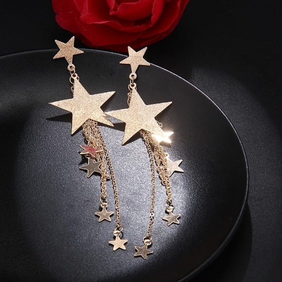 5 for $25 Gold Color Star Dangle Earrings - Picture 3 of 8